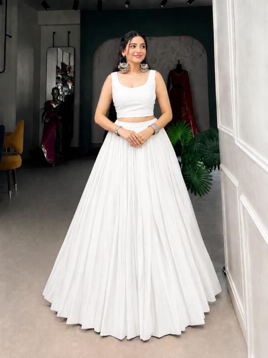 Navratri New REYON White Bridal lehenga choli wholesalers in Hyderabad